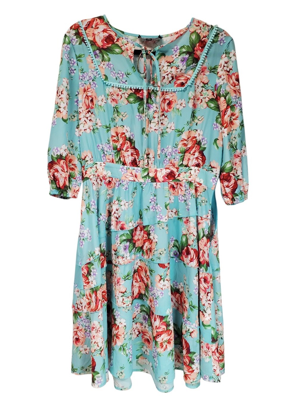 Cottagecore Regency Romantic Aqua Size M Rose Floral Derby Wild Meadow